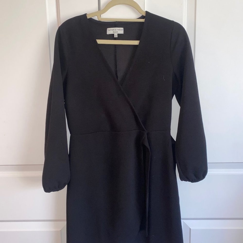 Madewell Texture & Thread Size Small Black Wrap Dress